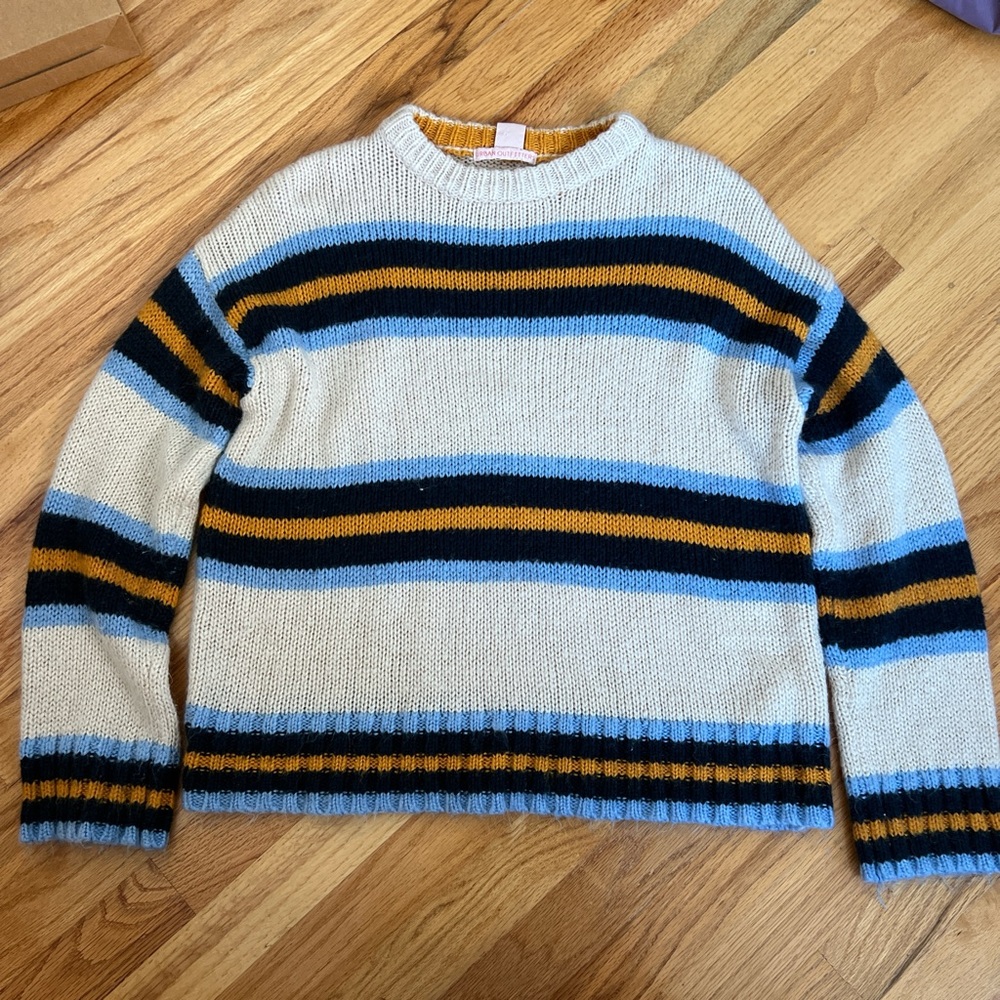 Urban Outfitters Cream and Blue Striped Sweater